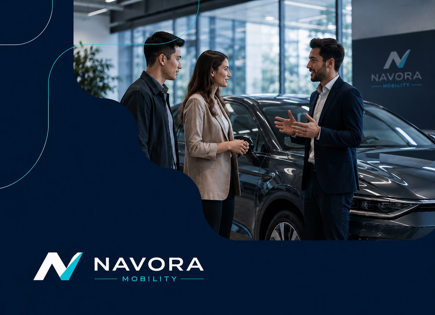 Navora Mobility team alongside a connected vehicle